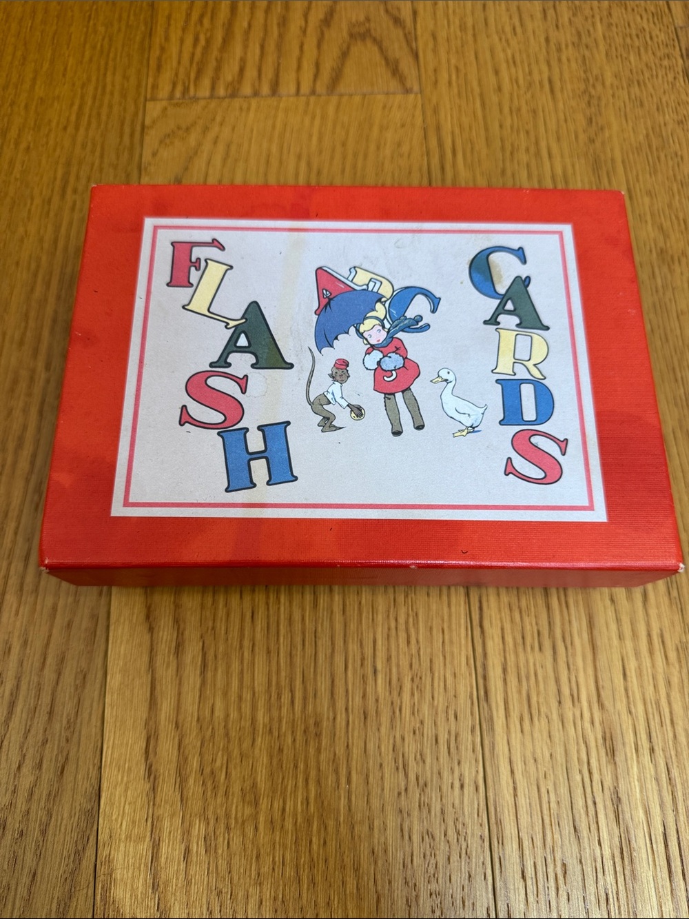 Vintage Flash Cards Alphabet Box - Red with Multicolor Print
